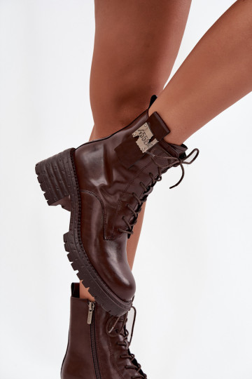 Moteriški odiniai aulinukai iki kulkšnių su dekoratyvinėmis detalėmis Artiker 57C0213 rudi