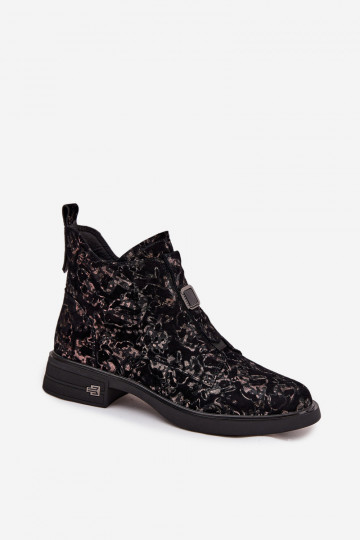 D&A CR52-713 natūralios zomšos žemo kulno aulinukai juodos ir rudos spalvos 2