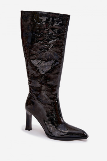 D&A CR52-716 juodi lakuotos odos moteriški aulinukai su kulniuku 2