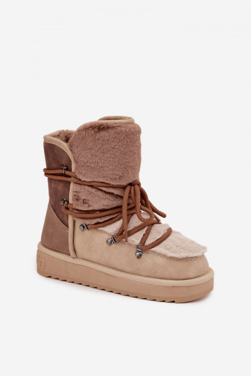 D.Franklin DFSH370012 moteriški sniego batai su kailiniais ir smėlio spalvos 2