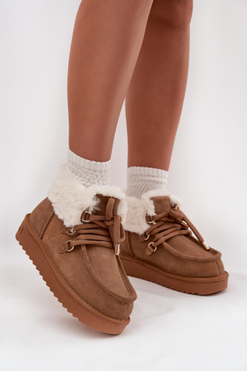 Moteriški sniego batai iš natūralios zomšos D.Franklin DFSH375006 Camel spalvos
