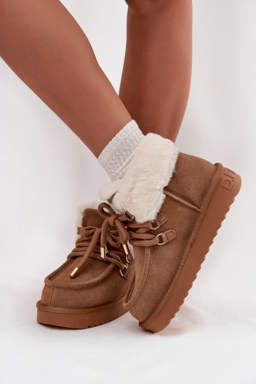 Moteriški sniego batai iš natūralios zomšos D.Franklin DFSH375006 Camel spalvos