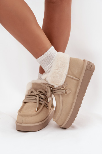 Moteriški natūralios zomšos sniego batai D.Franklin DFSH375006 šviesiai smėlio spalvos