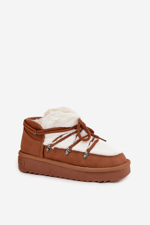 D.Franklin DFSH370011 Camel spalvos žemakulniai sniego batai su kailiu