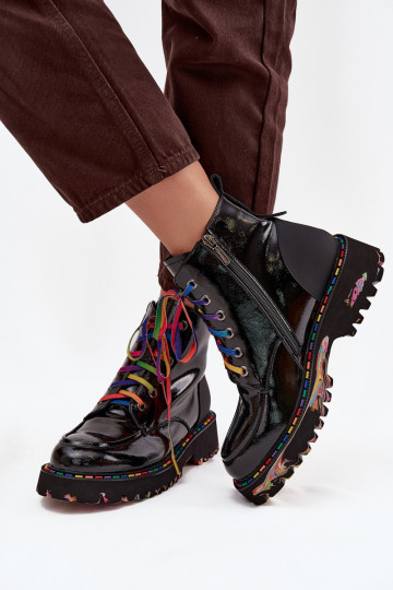 Artiker 57C0064 juodi lakuotos odos moteriški aulinukai iki kulkšnių