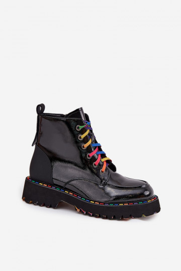 Artiker 57C0064 juodi lakuotos odos moteriški aulinukai iki kulkšnių 2