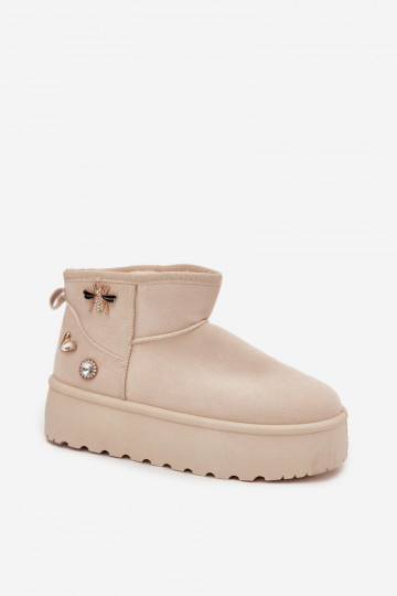 Moteriški šviesiai smėlio spalvos platforminiai sniego batai su smeigtukais „Maelle“ 2