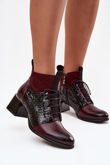 Zazoo 60503 bordo spalvos odiniai aulinukai su kulnais