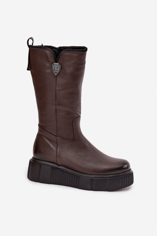 Zazoo 70121 moteriški odiniai batai su vilna šokolado spalvos