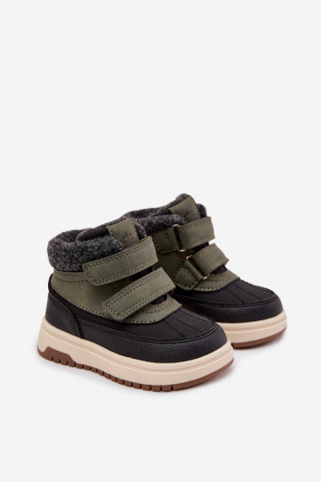 Darlene žali ir juodi vaikiški sniego batai su lipdukais 2