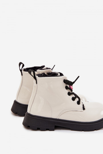 „Jovellea“ balti izoliuoti lakuotos odos vaikiški aulinukai su meškiuko segtuku