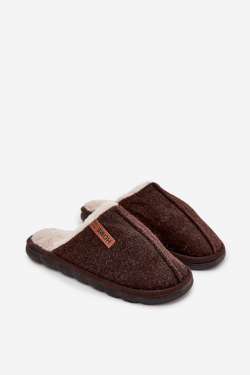 Šokoladinės „Darielle“ vyriškos šlepetės su kailiu 2