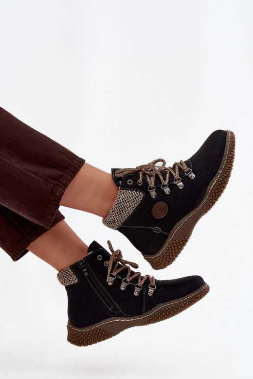 Moteriški juodi „Zenaya“ izoliuoti žygio batai