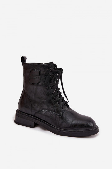 Maciejka K7180-01 moteriški odiniai aulinukai iki kulkšnių su dekoratyvinėmis detalėmis, juodi 2