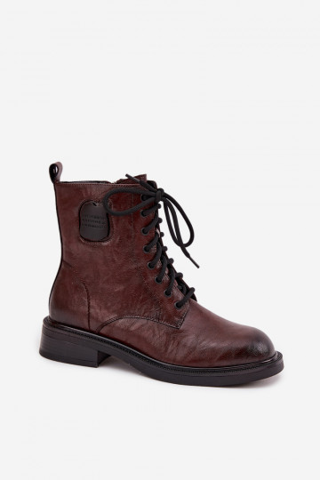 Maciejka K7180-01 moteriški odiniai aulinukai iki kulkšnių su dekoratyvinėmis detalėmis, rudi 2