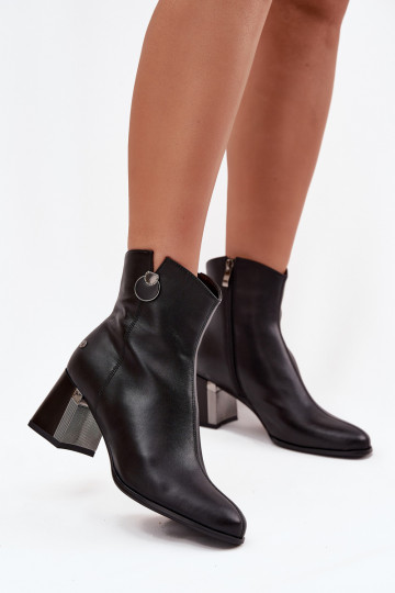 Maciejka K7203-04 juodi izoliuoti natūralios odos aulinukai su kulnu