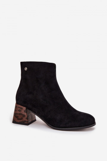 Maciejka K7202-01 moteriški odiniai zomšiniai aulinukai su kulnu, juodos spalvos 2