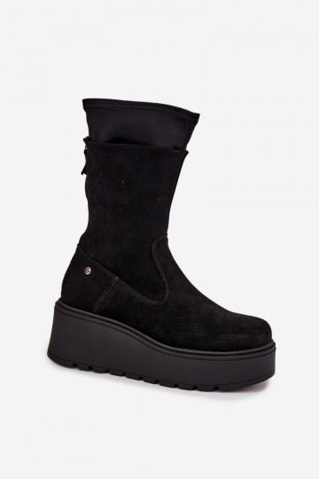 Maciejka A7161-20 moteriški odiniai zomšiniai aulinukai su stora platforma, juodos spalvos 2