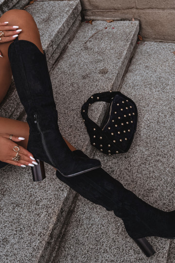 Moteriški aukštakulniai aulinukai iš ekologiškos zomšos, juodos spalvos, „Prisca“ 2