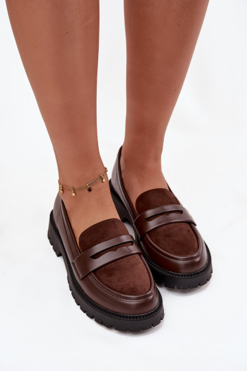 Moteriški šokolado spalvos „Cailen“ ekologiškos odos mokasinai