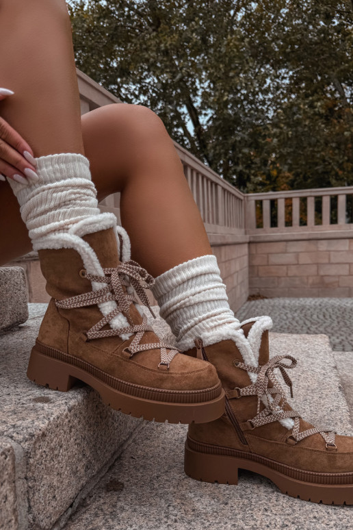 Moteriški sniego batai su avikailio imitacija, tamsiai pilkos spalvos „Irmara“