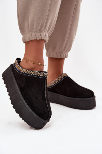 Moteriški sniego batai su dekoratyviniais siuvinėjimais, juodi Jenira