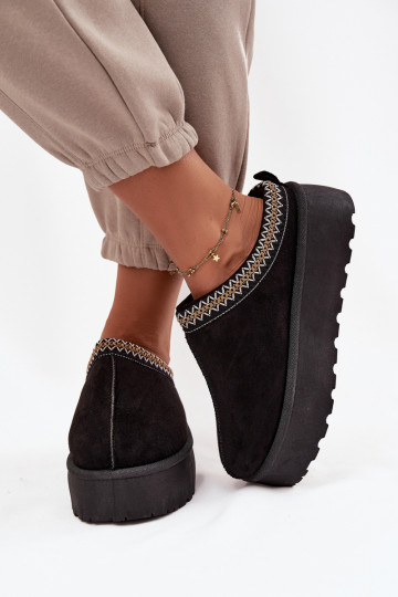 Moteriški sniego batai su dekoratyviniais siuvinėjimais, juodi Jenira