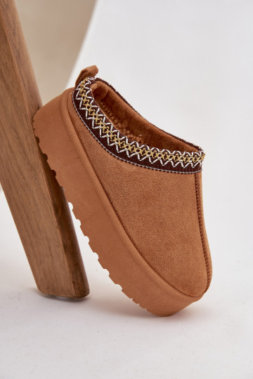 Vaikiški jaunimo sniego batai su siuvinėjimu ant „Camel Jolisse“ platformos