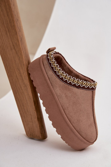 Vaikiški jaunimo sniego batai su siuvinėjimu ant platformos, chaki spalvos, Jolisse