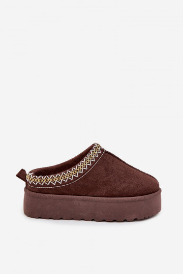 Vaikiški jaunimo sniego batai su siuvinėta platforma, šokolado spalvos, „Jolisse“