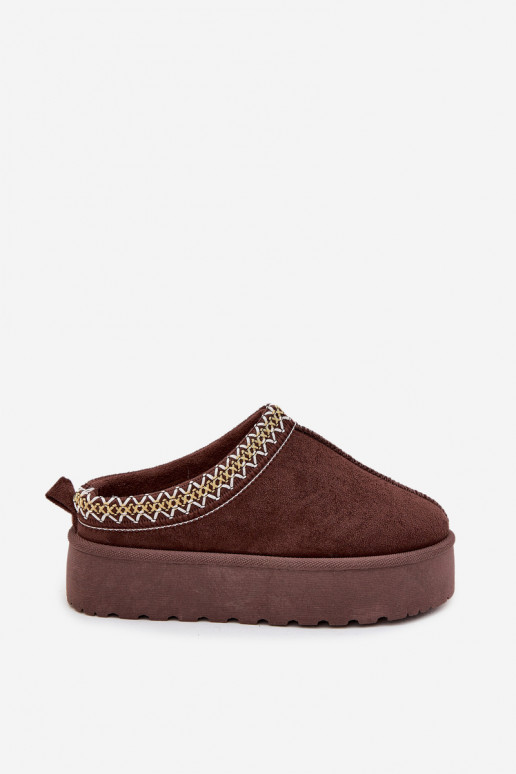 Vaikiški jaunimo sniego batai su siuvinėta platforma, šokolado spalvos, „Jolisse“