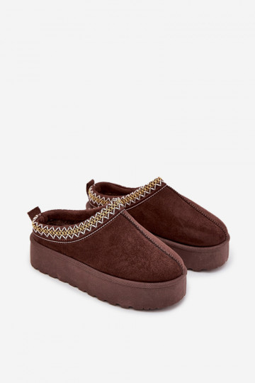 Vaikiški jaunimo sniego batai su siuvinėta platforma, šokolado spalvos, „Jolisse“ 2