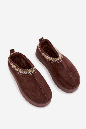 Vaikiški jaunimo sniego batai su siuvinėta platforma, šokolado spalvos, „Jolisse“