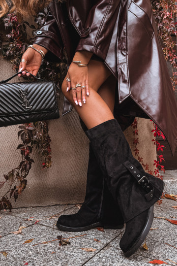 Moteriški aulinukai su raukiniu viršutine dalimi ir sagtimi juodi ofeliai 2