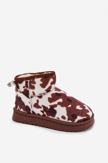 „Mireya“ vaikiški jaunimo sniego batai su kailio pamušalu, baltomis ir rudomis dėmėmis 2