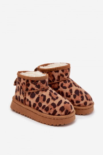 Vaikiški jaunimo sniego batai su leopardo kailiu, rudi „Mireya“