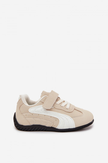 Smėlio spalvos „Perrin“ vaikiški sportiniai bateliai su lipdukais