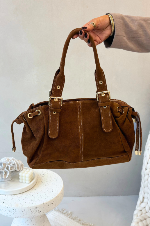 Ovelia Camel spalvos zomšos odos rankinė