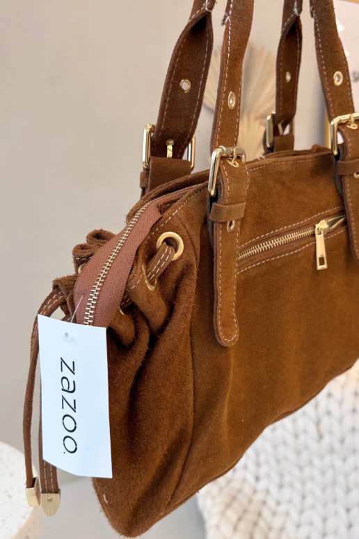 Danira natūralios zomšos kupranugario spalvos krepšys