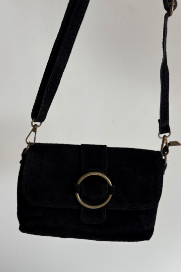 Odinė zomšos maža juoda „Jessel“ rankinė