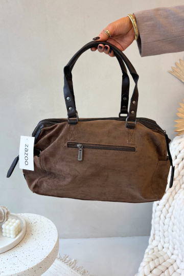 Tamsiai smėlio spalvos Gressa Eco zomšos krepšys