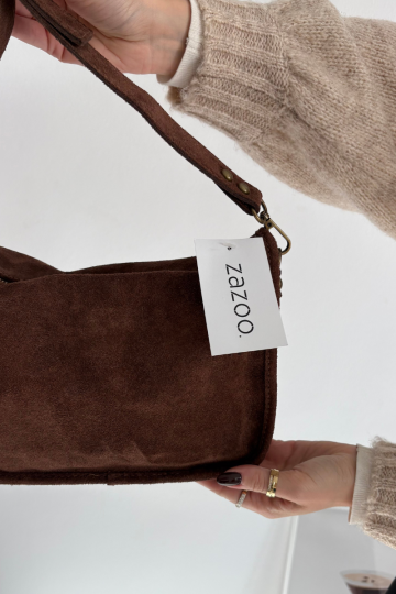 Ruda „Savra“ odinė zomšinė rankinė su cirkoniais