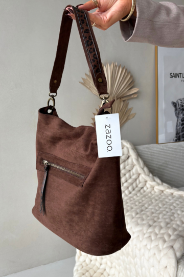 Šokoladinis „Deliane“ ekologiškos zomšos krepšys