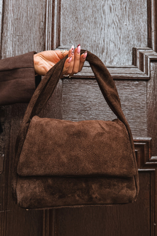 Šokolado odinė zomšinė rankinė Monelle