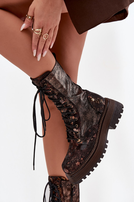 Maciejka 06203-32 moteriški odiniai aulinukai iki kulkšnių, rudi-auksiniai