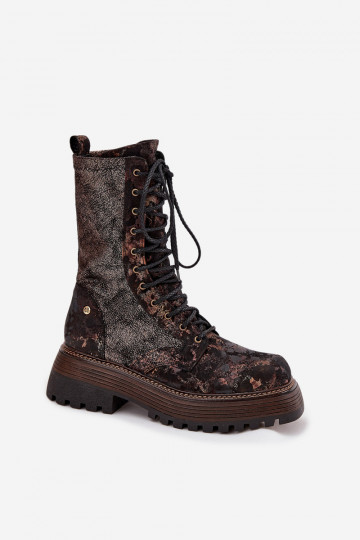 Maciejka 06203-32 moteriški odiniai aulinukai iki kulkšnių, rudi-auksiniai 2