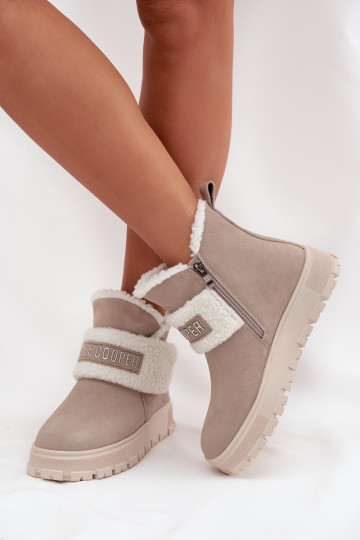 Lee Cooper moteriški natūralios zomšos avikailio sniego batai LCJ-25-01-3739 pilki