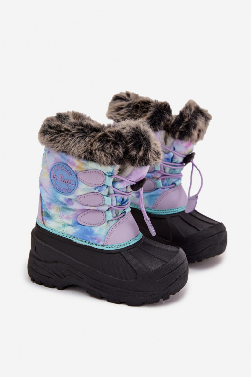 Lee Cooper LCJ-25-10-3778 violetiniai mergaitiški sniego batai su kailiu ir rankogaliais