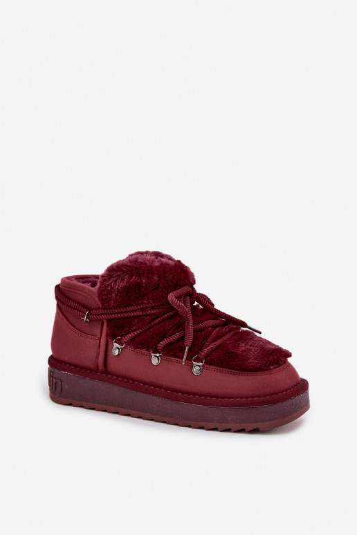 D.Franklin DFSH370011 bordo spalvos žema platforma sniego batai su kailiu