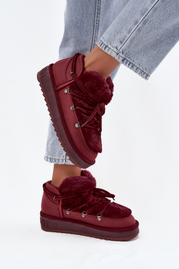 D.Franklin DFSH370011 bordo spalvos žema platforma sniego batai su kailiu